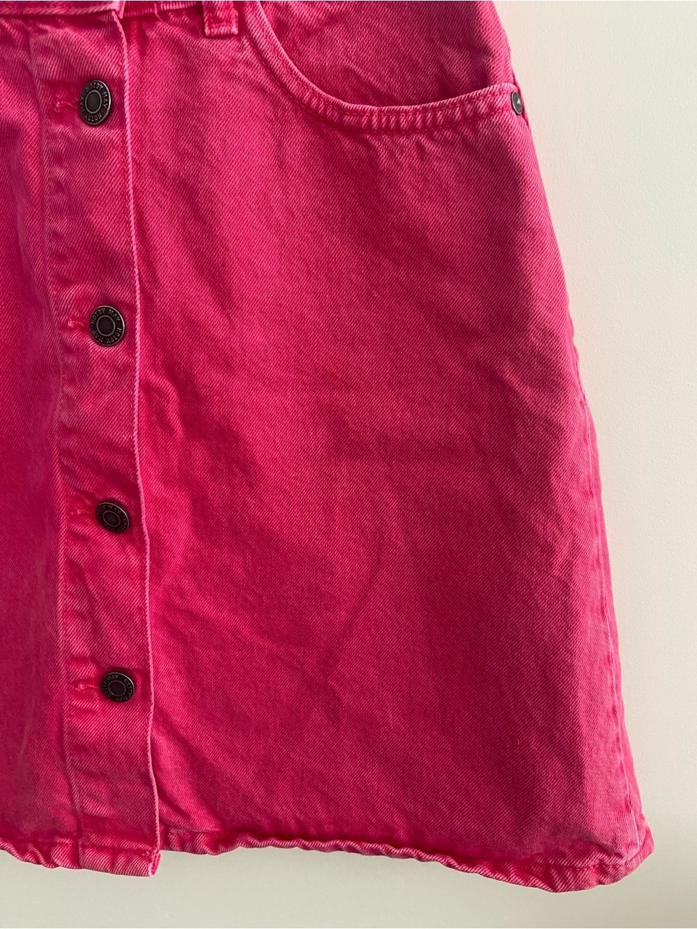 Hot Pink Button-Front A-Line Denim Skirt - Picture 4 of 10